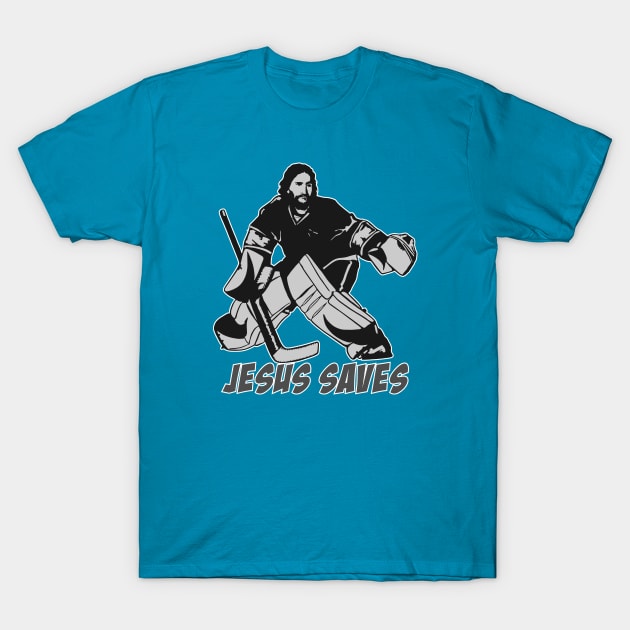 Jesus Saves Hockey Goalie T-Shirt by Pittih